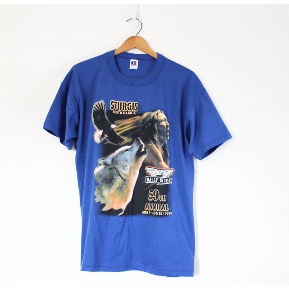 Vintage 1999 Sturgis 59th Motorcycle Rally Blue T-Shirt Men’s Large